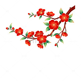 红花树枝装饰图案
