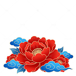 中国风牡丹云纹图案装饰素材