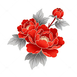 传统风格牡丹花卉图案设计素材