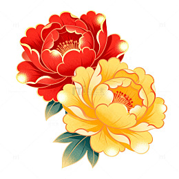 牡丹花艺术插画