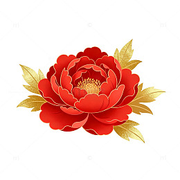 牡丹花金色叶子图案