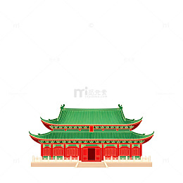 中国风传统建筑模型插画