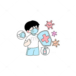 预防病毒卡通插画