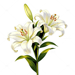 花百合花母亲节元素