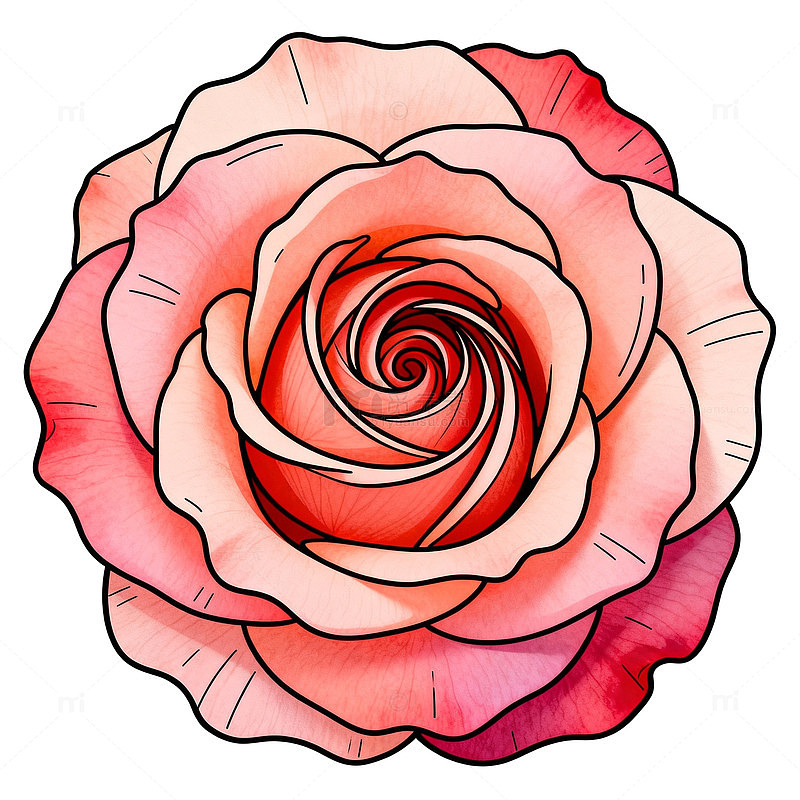 水彩玫瑰花卉插画设计素材