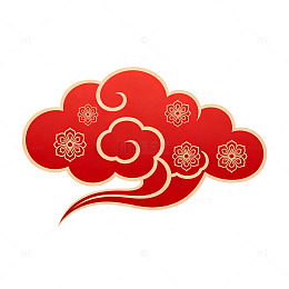 红色祥云花朵图案装饰元素