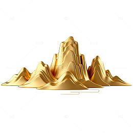 金色山水装饰插画素材