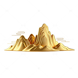 金色山水画艺术矢量插画