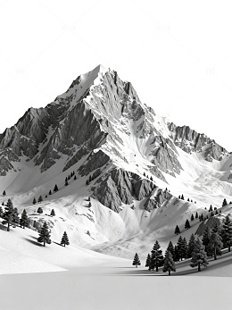 雪山风光黑白