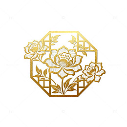 金色中式花卉镂空图案