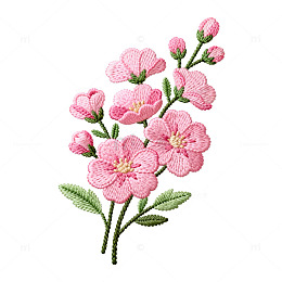 刺绣风格粉花装饰图案