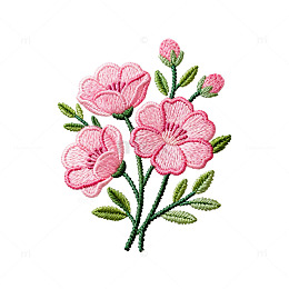 刺绣风格花卉图案设计元素