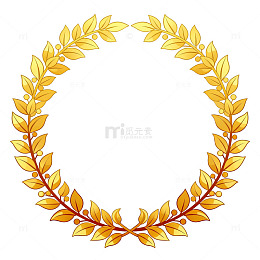 金色月桂花环装饰图案