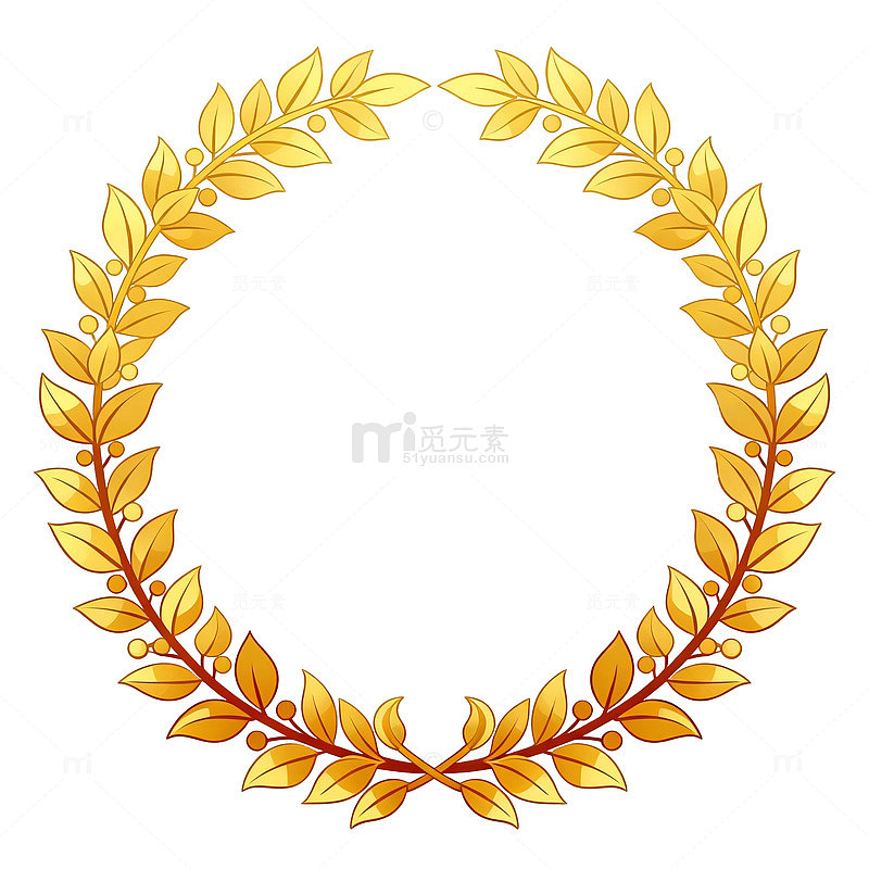 金色月桂花环装饰图案