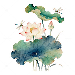 水墨荷花蜻蜓国画