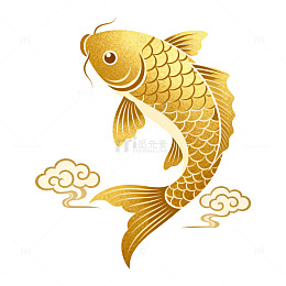 金色锦鲤传统插画元素