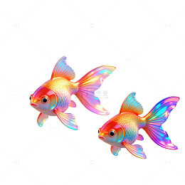 彩虹金鱼艺术插画设计素材