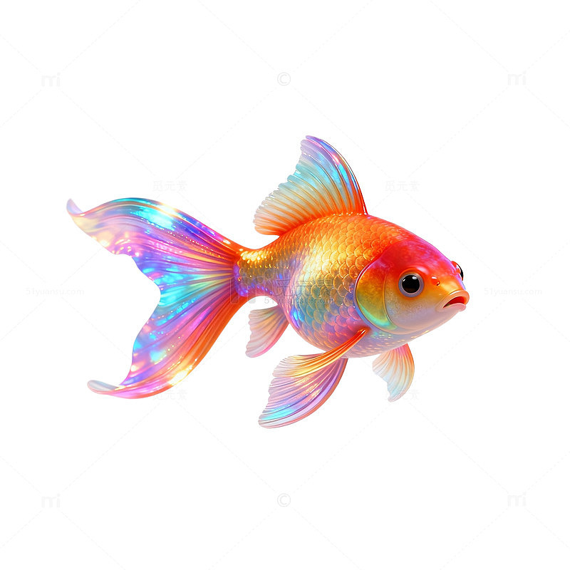 彩虹金鱼艺术插画