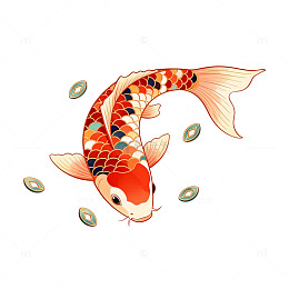 卡通风格锦鲤插画设计元素