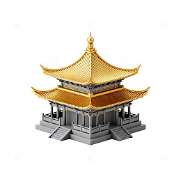 金色传统中式建筑模型