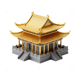 金顶古建模型3D渲染