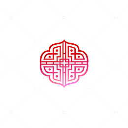 红粉复杂花纹图案设计元素