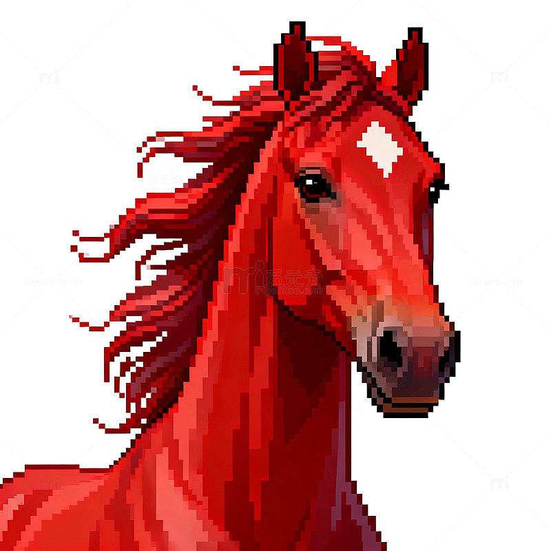 像素风红色马匹插画设计素材