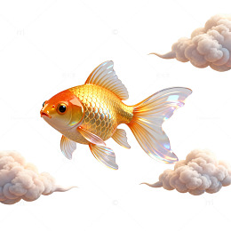 金鱼游云梦幻插画