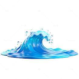 蓝色海浪水花插画素材