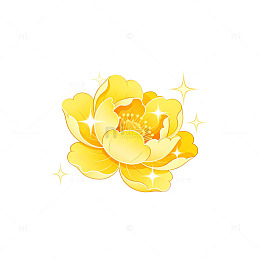 金色牡丹盛开插画设计素材
