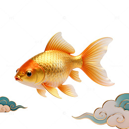 金色金鱼祥云插画