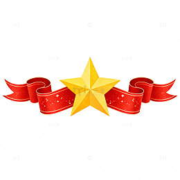 金色星红丝带装饰图案