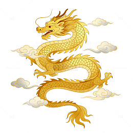 金黄龙图腾传统插画