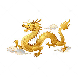 金色中国龙图案矢量插画