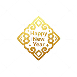 新年祝福金色花纹图案