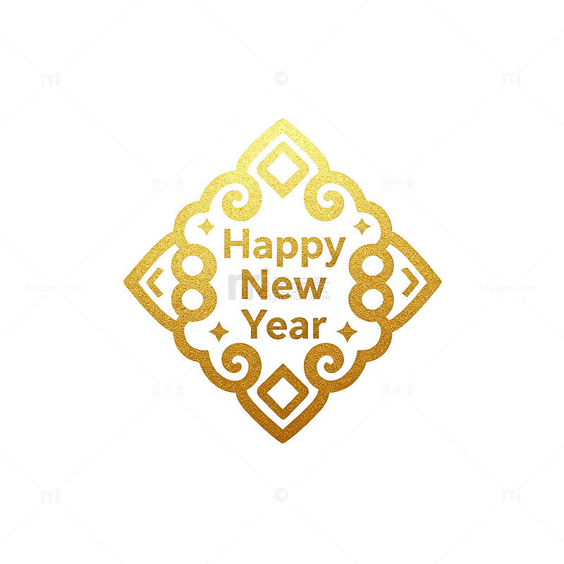 新年祝福金色花纹图案
