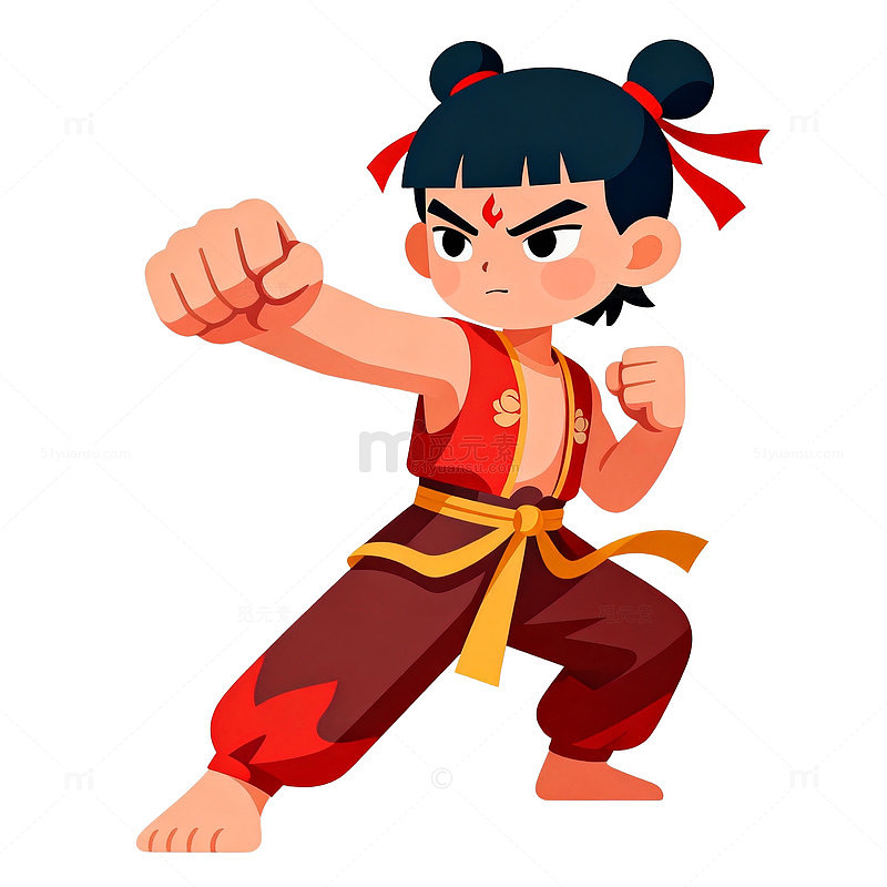卡通武术少年插画