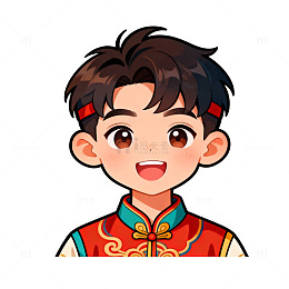 卡通男孩喜庆服饰头像设计素材