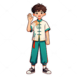 卡通少年节日服饰插画素材