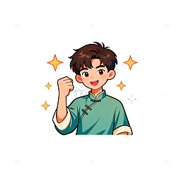 卡通少年鼓舞插画