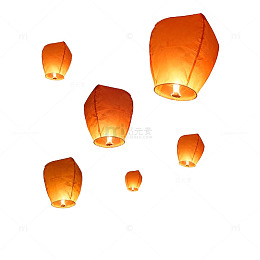 孔明灯飘浮透明背景设计元素