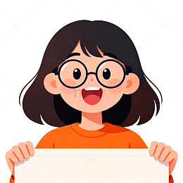 卡通女孩持横幅快乐宣传插画