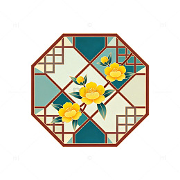 古典花卉八边形装饰图案