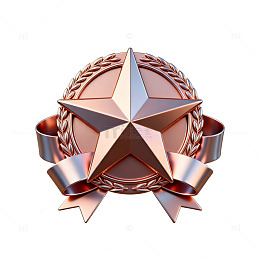 金属质感五角星奖章设计图