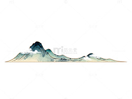 水墨山水画风格简洁山景装饰图案