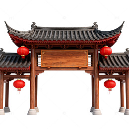 中国传统建筑风格门楼模型