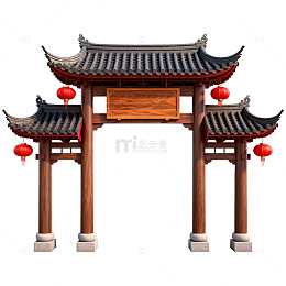 中式传统牌楼建筑模型