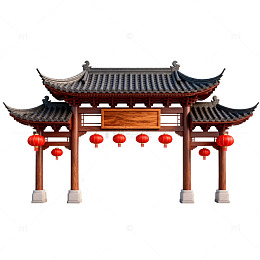 中式传统牌楼建筑模型