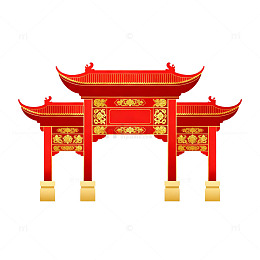 中国风传统建筑门楼图案