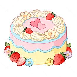 卡通风格奶油蛋糕插画设计素材